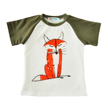 Vaikai Marškinėliai Animacinių filmų Gyvūnų trumpomis Rankovėmis Berniukui, Mergina T-shirt Baby Drabužių Komplektus Naują iki 2017 m. Vasaros Fox Spausdinimo Vaikų marškinėliai Topai