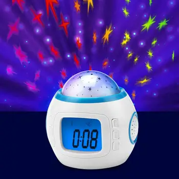 Vaikams, Kūdikio Kambarys Dangaus Žvaigždžių Nakties Šviesos Projekcija LED Lempos Miegamojo Muzikos Skaitmeninis Laikrodis-Žadintuvas su Kalendoriniais Temperatūra, Laikmatis Laikrodžiai