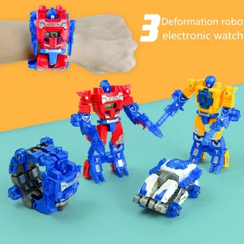 Vaikų Žiūrėti Cartoon Deformacijos Robotas Elektroniniai Laikrodžiai Kūrybinės Transformacijos 