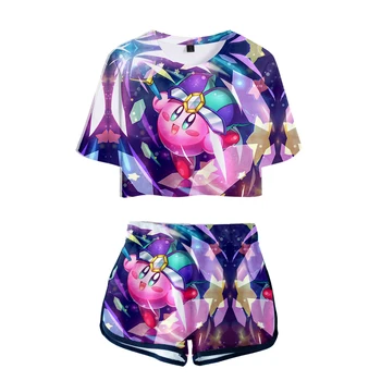 Veikiami Bamba T-shirt + Trumpas Kelnes Vasaros Kirby Moterų Dviejų dalių Viršūnes Atsitiktinis Karšto Moterų Mergina Rinkiniai 2020 Populiarus Naujas Megztinis