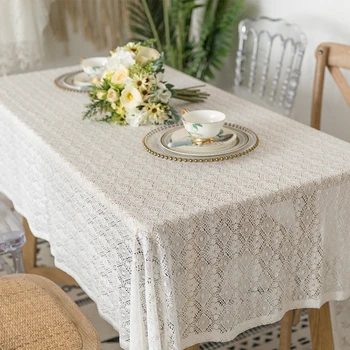 Viduržemio jūros regiono stiliaus apdaila staltiesė balta stačiakampio vestuves Kalėdų stalo dangtelis kvadratinis valgomasis stalas namų dekoro