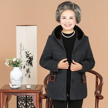 Vidutinio amžiaus moterys, rudenį ir žiemą naujas medvilnės 40-50 metų motina ir kailis kailis žieminis paltas LOWLUV