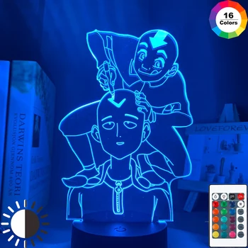 Vienas Smūgis Man 3D Led Nakties Šviesos Anime Lempos Saitama, Miegamojo Dekoro naktinė lempa Vaikams Dovanų Last Airbender Avatar Šviesos Aang