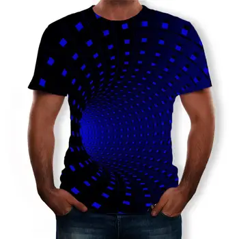 Vyrai 3D Juokinga T-shirt Vasaros Vertigo 3D Atspausdintas Suspaudimo Hipnotizuojantis Vyrų Topai Marškinėliai Atsitiktinis Harajuku Trumpas Rankovės Šalies Vyrai Tees