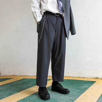Vyrai Naujų Prarasti Tiesiai Kostiumas Kelnės Vyrų Streetwear Vintage Mados Verslo Atsitiktinis Šalutinis Kojos Ziajać Kostiumas Kelnės Japonija