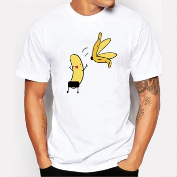 Vyriški Bananų Disrobe Juokinga Dizainas, Print T-shirt Vasaros Humoro Anekdotas Hipster Marškinėliai Balti Atsitiktinis T Shirts Komplektus Streetwear