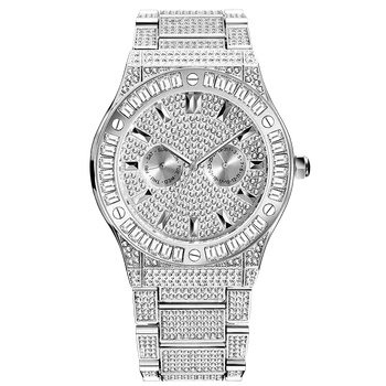 Vyriški Laikrodžiai Prekės MISSFOX Prabanga Nustatyti Diamond 18k Gold Žiūrėti Žmogui populiariausi Hip-Hop Stiliaus Vandeniui Kvarco Gaidys Dovana 2020 m.