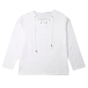 Vyrų Ilgas Rankovėmis marškinėliai, Kryžiaus Diržas V-kaklo Dizainas Paprastas vientisos Spalvos Pavasario Drabužių