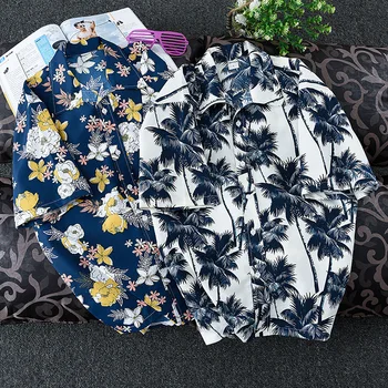 Vyrų drabužiai Gėlių Marškinėliai 2020 Metų Vasaros Naujo Stiliaus Mados Atsitiktinis Trumpas Rankovėmis Kokoso medžio spausdinti Havajų Paplūdimyje Marškinius Vyras camisa
