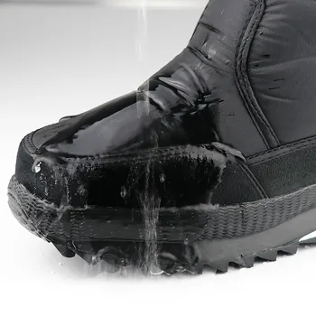 WEH batus Vyrų Sniego batai Neperšlampami Nylon Plus size Mens Batai Platformos Pliušinis Šiltas Batai Žiemą Juoda darbą bateliai vyrai