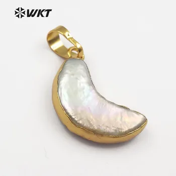 WT-JP043 Mielas Ir Romantiškas Pakabukas Maža Pusmėnulio Formos Gėlavandenių Perlų Su Aukso Artimųjų Pakabukas Moterų Papuošalai Priėmimo