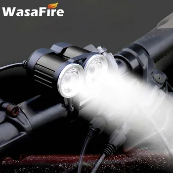 WasaFire 2x T6 LED Dviračio Priekinis Žibintas 2000lm USB Įkrovimo Dviračių priekinis žibintas atsparus Vandeniui 4 Režimai Dviračių žibintas Žibintuvėlis