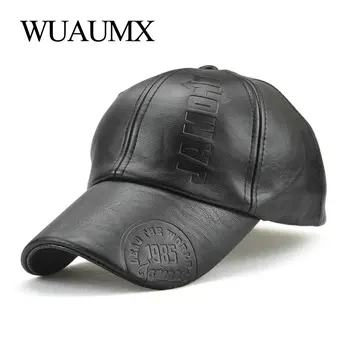 Wuaumx Aukštos Kokybės PU Beisbolo kepurė Vyrams Kietas Dirbtiniais Odos Dangteliu, Rudens ir Žiemos Vyrų Beisbolo Kepurę 