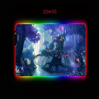 XGZ Fantazijos Medžių Miško Kilimėlis Didelis Kompiuterio Pelės Kilimėlis, Didelis LED Gaming Mouse Pad Naktį RGB USB Laidinio Apšvietimas CSGO Dota