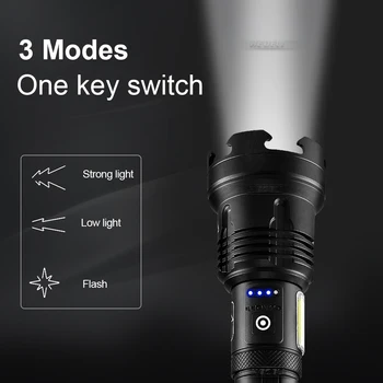 XHP110 Labiausiai Galingas LED Žibintuvėlis 18650 žibintuvėlis šviesos XHP90 XHP70 Taktinis Žibintuvėlis USB Įkrovimo Flash Šviesos Žibinto lemputė
