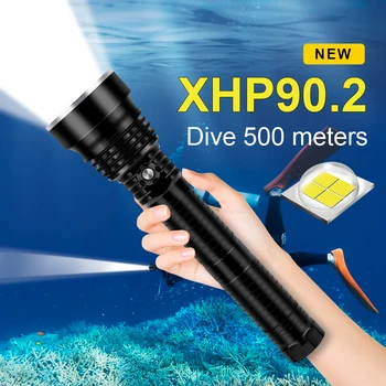 XHP90.2 profesija nardymo žibintuvėlis 18650 galinga blykstė xhp90 led žibintuvėlis povandeninis žibintas xhp70 įkrovimo giliai jūros lempos