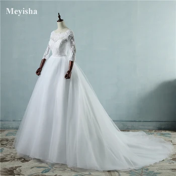 ZJ9091 Princesė Vestuvių Suknelė 2020 Spalvingi Viduryje Rankovės Nuotakos Suknelės Appliques Nėrinių A-Line Bridal Suknelės