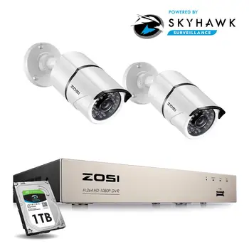 ZOSI 2CH Namų Priežiūros Sistemos 4CH DVR Kit HD 1080P VAIZDO stebėjimo Sistema 2vnt 2MP Lauko Vaizdo Stebėjimo Kameros Set Home Security