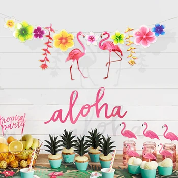 Zilue 3M Atogrąžų Flamingo Lapai Reklama Girlianda Popieriaus Vėliavos Starta Gimtadienio Baby Shower Vestuves Apdaila