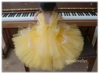 Įkvėpė Gražuolė Suknelė Grožio ir Žvėrys Princesė Suknelė 2-10y Mergina Tutu Suknelė Cosplay Kostiumas Helovinas Baby Girl Vaikai Suknelė