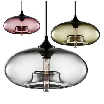 Šiuolaikinės spalvotų stiklo pakabukas šviesos mielas rutulio formos lempa virtuvės sala apšvietimas LED Edison linija priedai veltiniams, vilna lempa