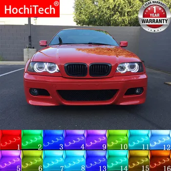 Žibintų Įvairių spalvų RGB LED Angel Eyes Halo Žiedas Akių DRL RF Nuotolinio Valdymo Už BMW E46 Su ELEKTRINIAIS 1998 - 2005 Priedai