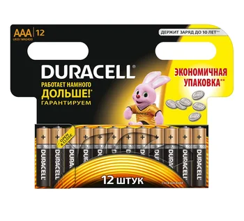 Батарейки щелочные Duracell Pagrindinio AAA/LR03-12BL мизинчиковые 12 шт.