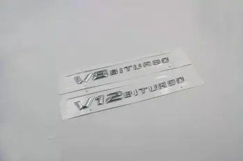 1 VNT 3D ABS Automobilių lipdukas V8 Biturbo Emblema lipdukas V12 Biturbo ženklelis Auto Priekiniai /šoniniai lipdukai automobilio stiliaus