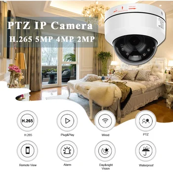 1080P PTZ Speed Dome IP Kamera 5MP Full HD Onvif 4X Zoom P2P 40m Naktinio Matymo Vandeniui P2P 2MP, Lauko POE Dome PTZ IP Cam