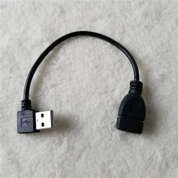 10vnt/daug 90 Laipsnių Kampu į Kairę USB 2.0 Duomenų Kabelis Vyrų ir Moterų Pratęsimo Vielos 10cm 25cm 40cm