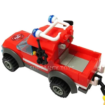 143Pcs Miesto Priešgaisrinės Statybinių Blokų Rinkinius DIY Gaisro Automobilio Modelį Plytos Gaisro Sunkvežimių Švietimo Žaislai Vaikams