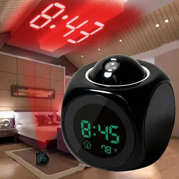 LED Skaitmeninio formato LCD Balsu Kalbėti Žadintuvas Metu Temperatūra Projektorius Laikrodis-Žadintuvas su Laiko Projekcija Black & White