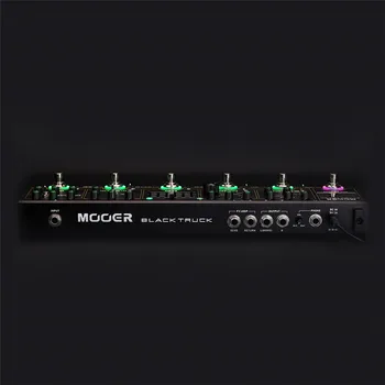 MOOER JUODA SUNKVEŽIMIŲ Gitaros pedalas 6 efektų pedalai, pastatytas į 1 paprasta vienetas Built-in tikslumo gitaros derintuvas Stereo išėjimai