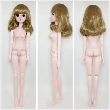 Naujas 1/3 60cm BJD Doll Perukas Suknelė Moterų Nude 3D Blakstienos Nuimamas Bendras Plikos Lėlės Plaukų Nuimamas Perukas Įstaiga Mergina Žaislą Dovanų