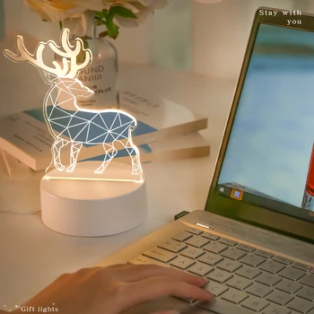 Naujovė Kūrybos 3D LED Nakties Šviesos Iliuzija Nakties Žibintas 3D Iliuzija Stalo Lempa Namų Dekoratyvinės Šviesos Kalėdų Dovana