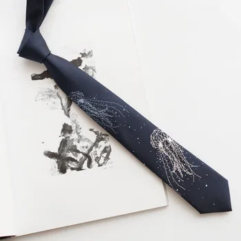 Nemokamas pristatymas Naujos Vyrų vyrų mados Originalo Giliai Jūros Medūzos bilingbiling siuvinėjimo mėlynas kaklaraištis šviesos necktie