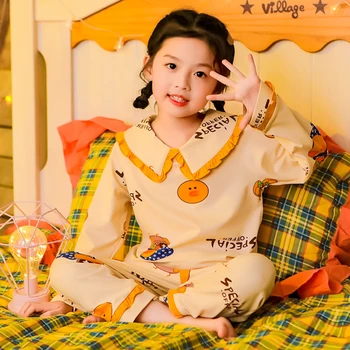 Vaikų Drabužių, Kombinezonas Baby Girl Pižama Nustatyti princesė, Gėlės, naktiniai drabužiai Vaisių Pijamas Rinkiniai Vaikams ilgomis Rankovėmis Sleepwear Rinkinys