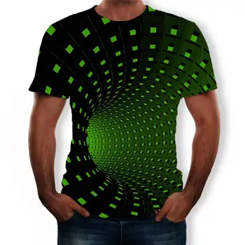 Vyrai 3D Juokinga T-shirt Vasaros Vertigo 3D Atspausdintas Suspaudimo Hipnotizuojantis Vyrų Topai Marškinėliai Atsitiktinis Harajuku Trumpas Rankovės Šalies Vyrai Tees