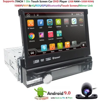 2G+32G 1 Din Automobilio Radijo Android 9.0 Universalus GPS Navigacija, Bluetooth, Touchscreen, Wifi, Automobilių Garso Stereo kamera Automobilio Multimedijos 4G