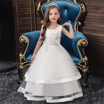 BH-5019#Vaikų suknelė Gėlių berniukas kostiumas ilgas kamuolys suknelė vestuvių suknelės, šaliai, raudona Royal Mėlyna Balta rausva pigūs didmeninė Mergaitės
