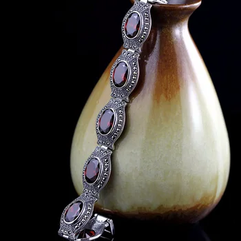 KJJEAXCMY Fine jewelry S925 gryno sidabro papuošalai klasikinis supjaustyti Tailando sidabro lady granatų Apyrankė