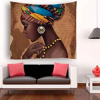 Merginos Tradicinių Afrikos Moterų Juodieji Gobelenai Sienos Menas