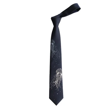 Nemokamas pristatymas Naujos Vyrų vyrų mados Originalo Giliai Jūros Medūzos bilingbiling siuvinėjimo mėlynas kaklaraištis šviesos necktie