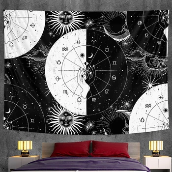 Sun Moon psichodelinio scena raganavimas namų meno dekoratyvinis siuvinėjimas Hipių Bohemijos dekoratyvinis Mandala jogos kilimėlis sofos antklodė