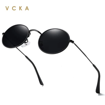 VCKA 2020 Retro Apvalūs akiniai nuo saulės Vyrų, Moterų, Prabangos Poliarizuota metalo rėmo akiniai Derlius Mažas UV400 Poliarizuota Punk Akiniai