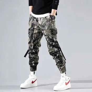 4XL Vyrų Multi-pocket Haremas Hip Pop Kelnės Kelnės Streetwear Sweatpants Hombre Vyrų Atsitiktinis Mados Krovinių Kelnės Vyrams Jogger Kelnės