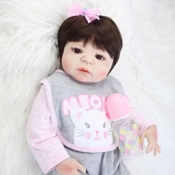 55cm Full Silikono Reborn Baby Doll Žaislas Mergina Vinilo Naujagimių Bebe Maudytis Lydintis Boneca Mados Gimtadienio Dovana
