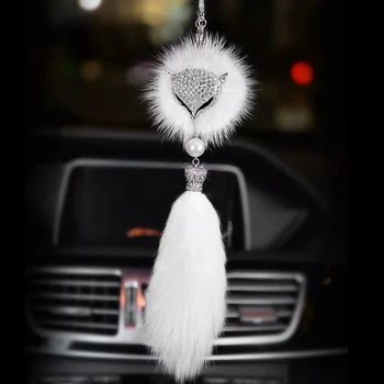 Automobilių fox galvos pakabukas automobilio galinio vaizdo veidrodėliai su deimantu, sabalas pakabukas apsaugoti saugos automobilis pakabukas automobilių pakabukas Kūrybos dovanos