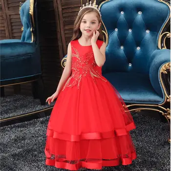 BH-5019#Vaikų suknelė Gėlių berniukas kostiumas ilgas kamuolys suknelė vestuvių suknelės, šaliai, raudona Royal Mėlyna Balta rausva pigūs didmeninė Mergaitės