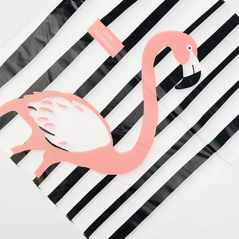 Juoda Juostele Pink Flamingo Dovana Pakuotė, Plastikiniai Maišeliai Su Rankenomis Didelis 25x35cm Drabužių Pakavimas Vestuvių Dovanų Maišelį, 50pcs Dėklas